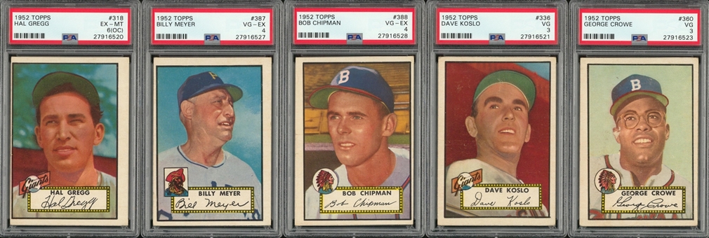 1952 Topps "High Numbers" PSA-Graded Collection (5 Different)